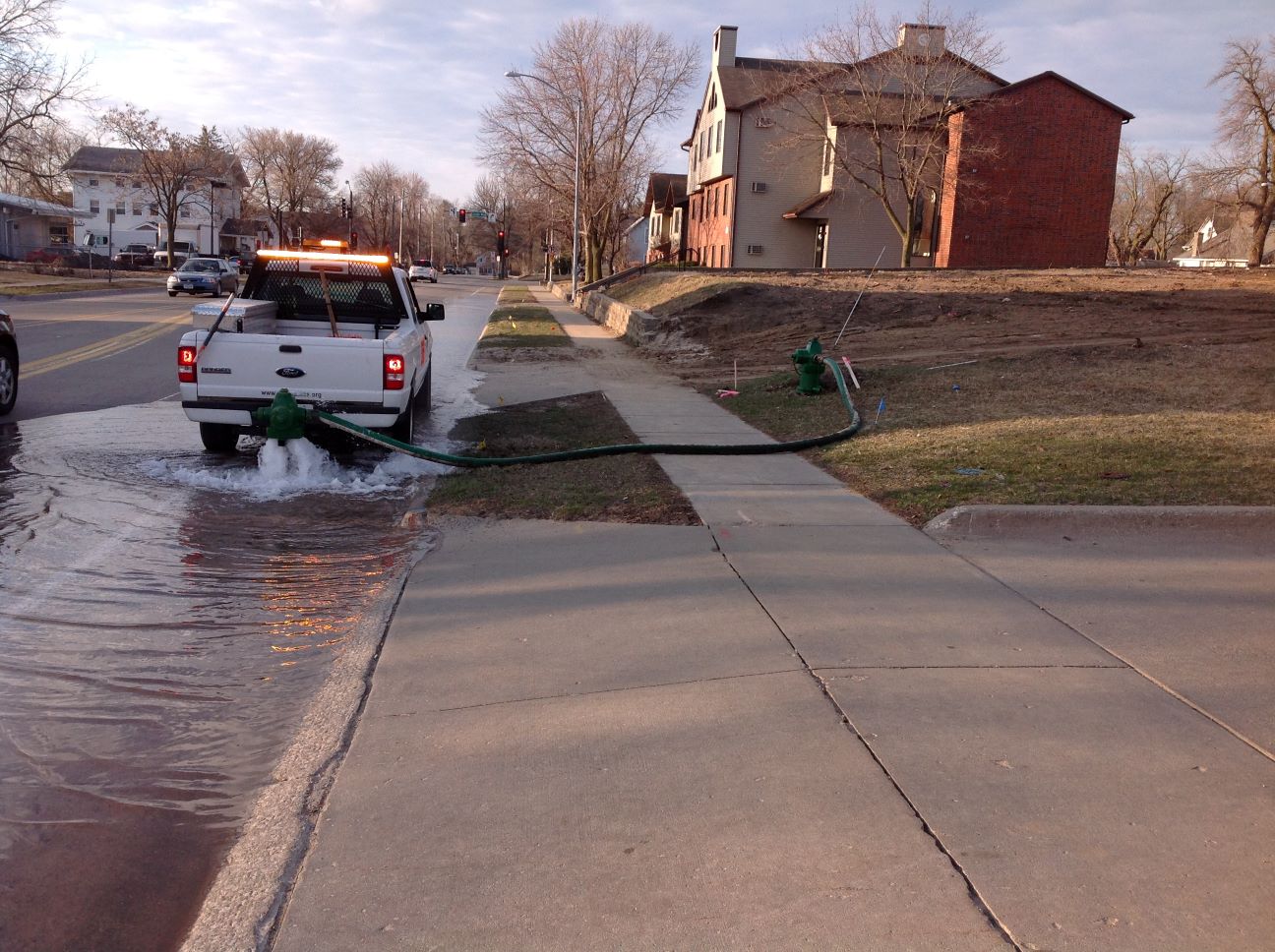 Hydrant being flushed