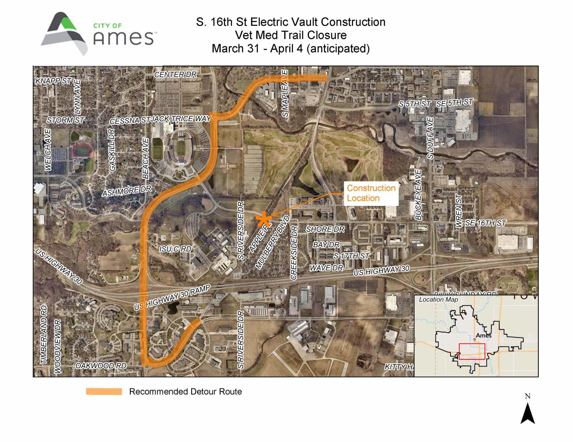 Map of trail closure